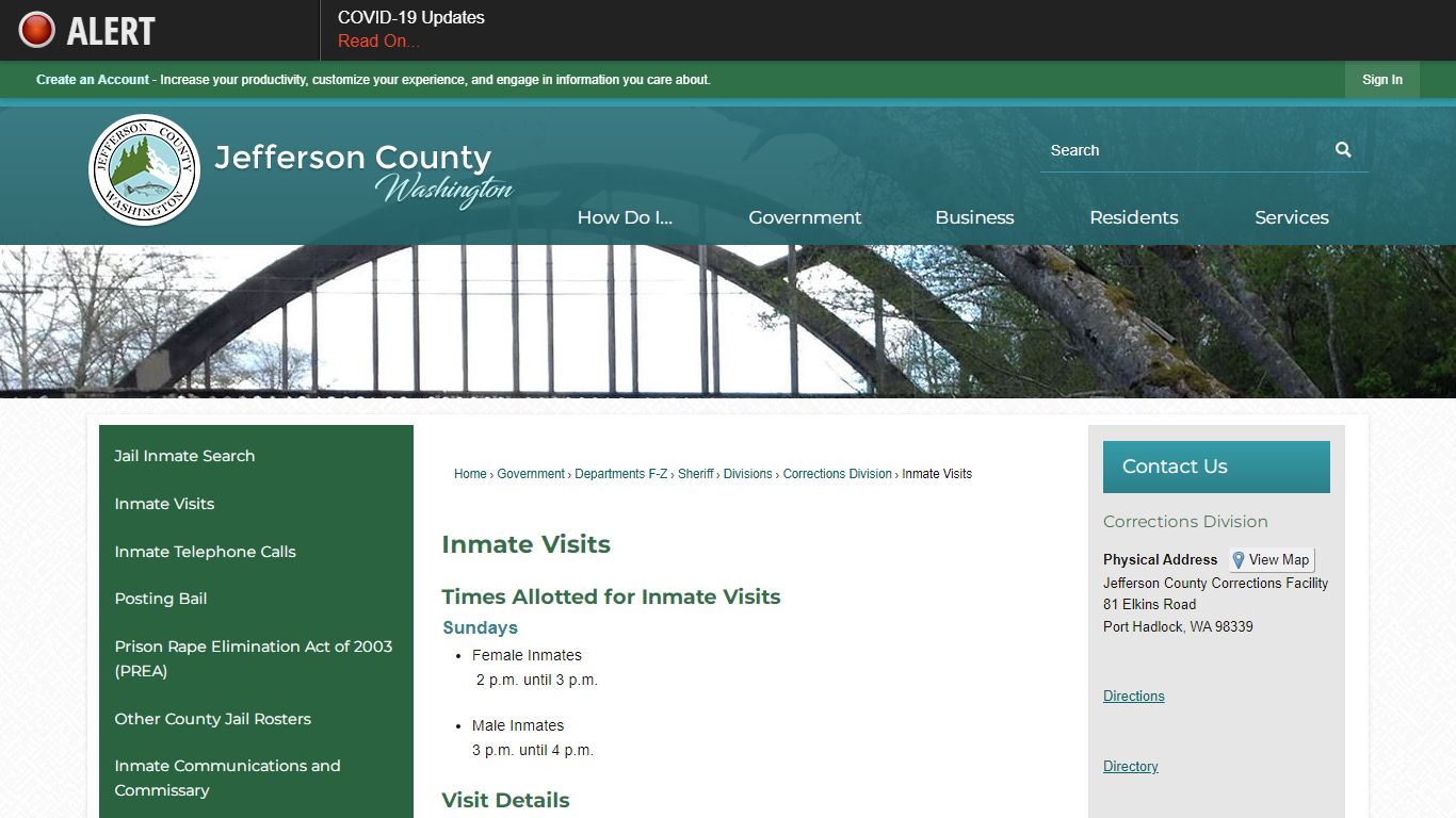 Inmate Visits | Jefferson County, WA
